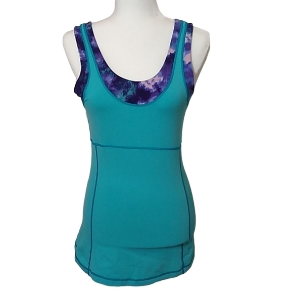Lucy Womens SZ Small Purple & Teal Workout Athletic Fitted Tank Top Yoga Running - Picture 1 of 8